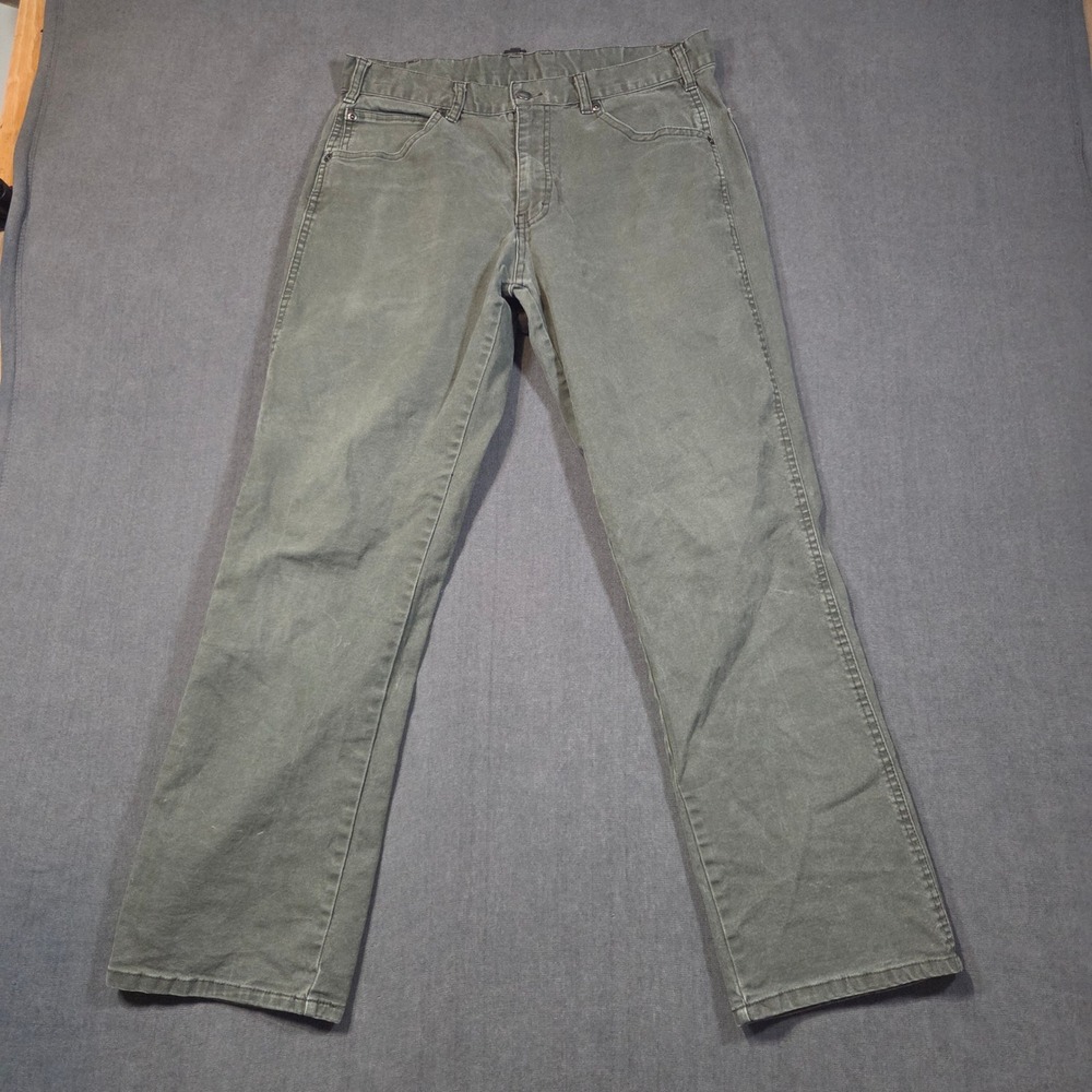 Genuine Dickies Carpenter Pants Mens 32x28 Olive Green Canvas Utility Trousers